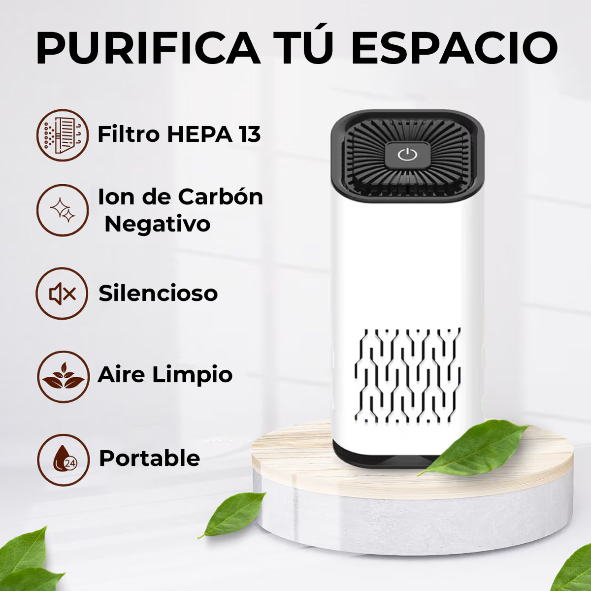 AirePure™ – Mini Purificador de Aire Portátil HEPA 13