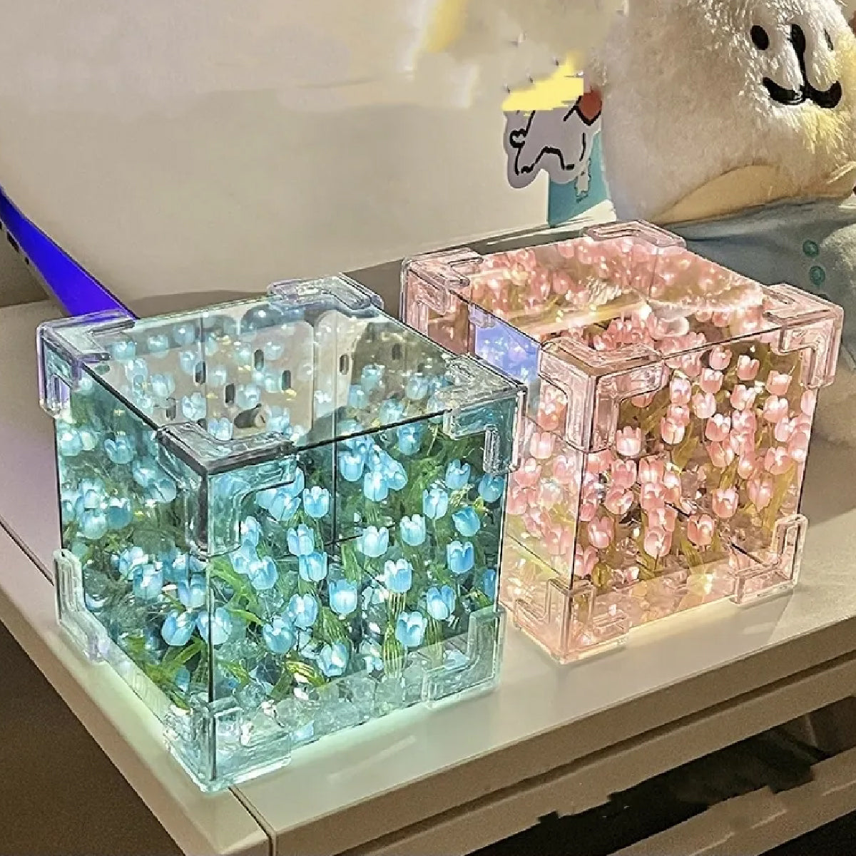 Lampara de Tulipanes Infinitos Celeste